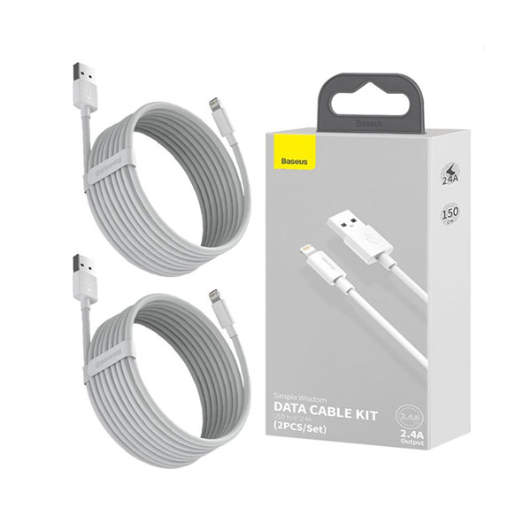 پک دوتایی کابل تبدیل USB به لایتنینگ باسئوس مدل طول 1.5 متر TZCALZJ-02