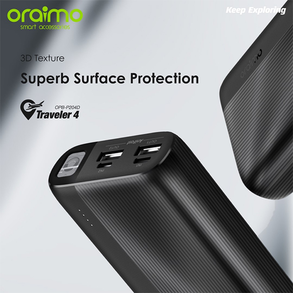 پاوربانک اواریمو مدل Traveler 4 OPB-P204DQ با ظرفیت 20000 میلی آمپرساعت