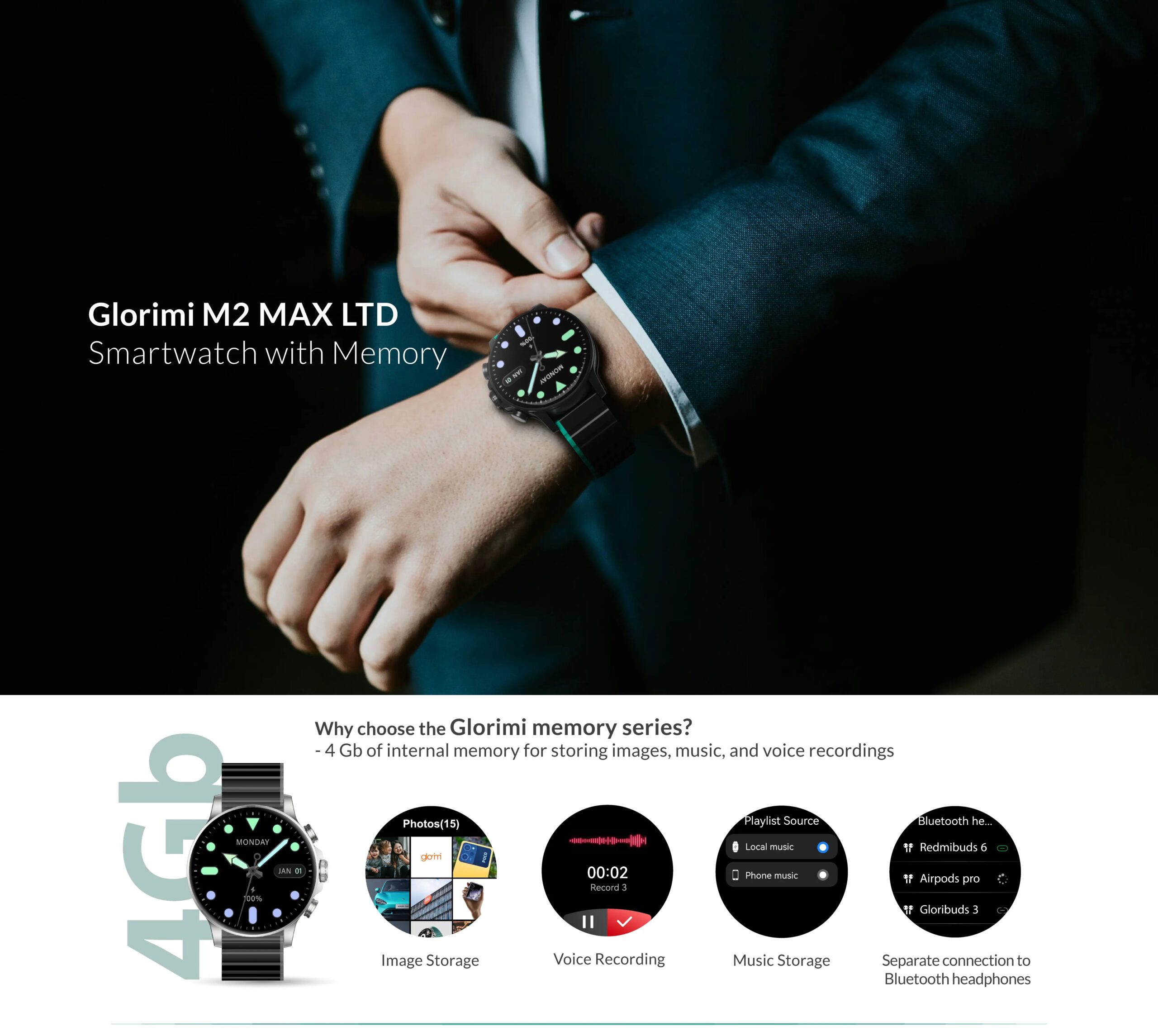 ساعت هوشمند گلوریمی مدل M2 MAX LTD 