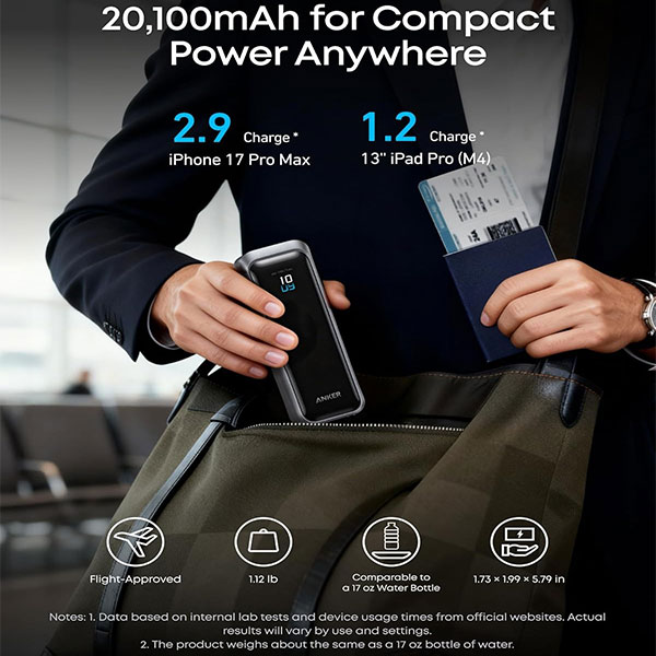 پاوربانک 220 وات انکر مدل A110BH11 ظرفیت 20000 میلی آمپر ساعت