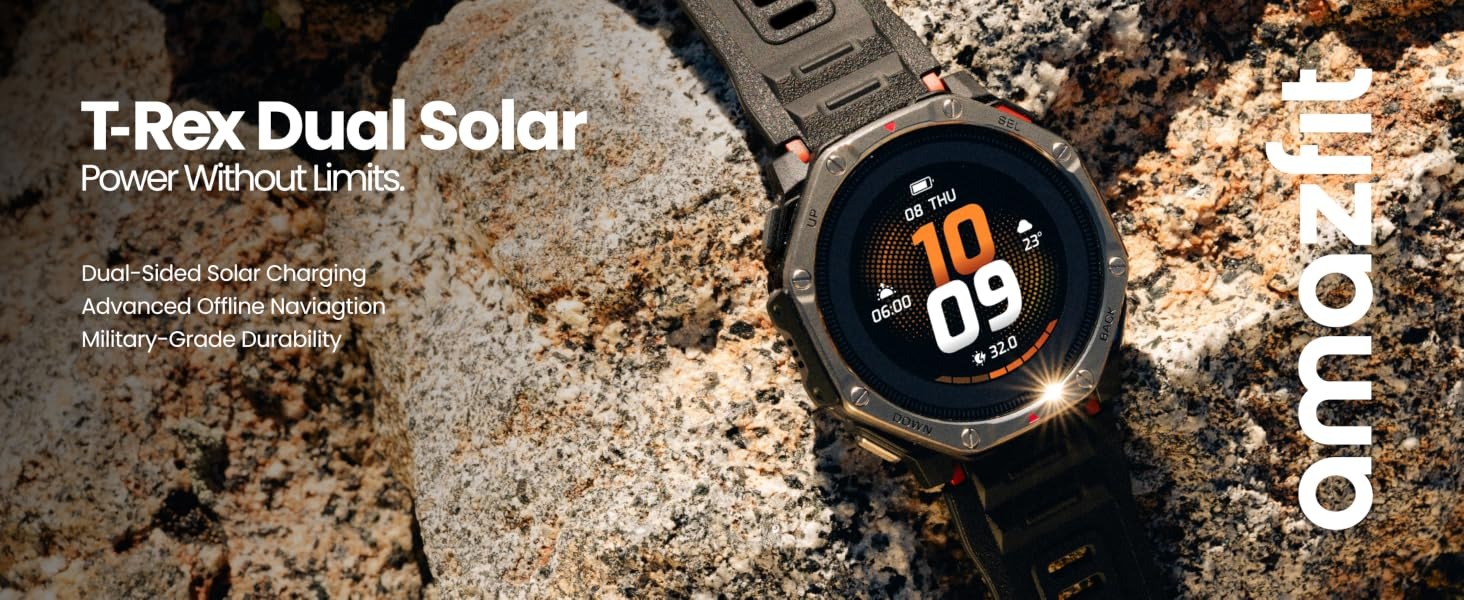 ساعت هوشمند امیزفیت مدل T-Rex Dual Solar